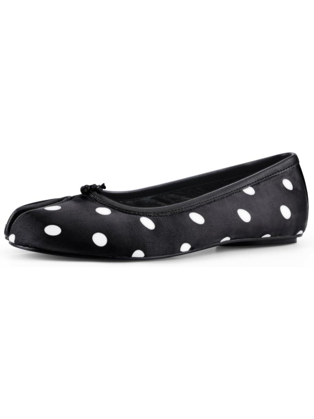 Womens Satin Black Comfort Work Tabi Split Toe Low Heel Casual Ballet Flat Shoes